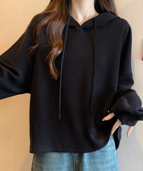 SallyLunn(サリーラン)の「リブフーディープルオーバー(パーカー・レディース・ホワイト/ブラック・LARGE/MEDIUM)」の15枚目の写真