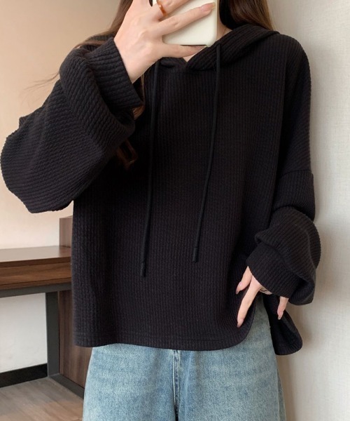 SallyLunn(サリーラン)の「リブフーディープルオーバー(パーカー・レディース・ホワイト/ブラック・LARGE/MEDIUM)」の16枚目の写真