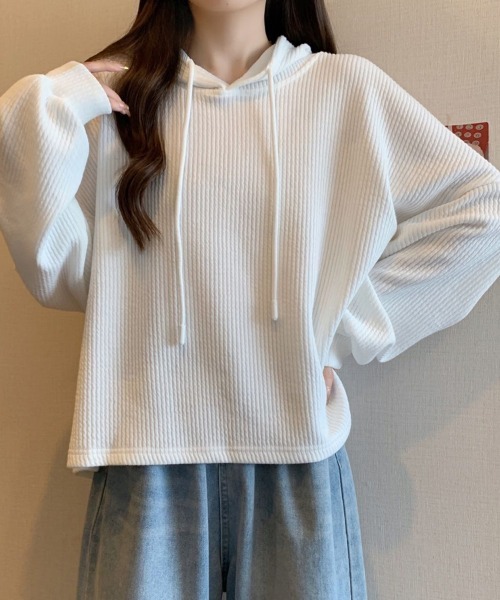 SallyLunn(サリーラン)の「リブフーディープルオーバー(パーカー・レディース・ホワイト/ブラック・LARGE/MEDIUM)」の4枚目の写真