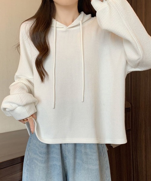 SallyLunn(サリーラン)の「リブフーディープルオーバー(パーカー・レディース・ホワイト/ブラック・LARGE/MEDIUM)」の7枚目の写真