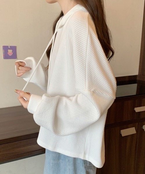 SallyLunn(サリーラン)の「リブフーディープルオーバー(パーカー・レディース・ホワイト/ブラック・LARGE/MEDIUM)」の8枚目の写真
