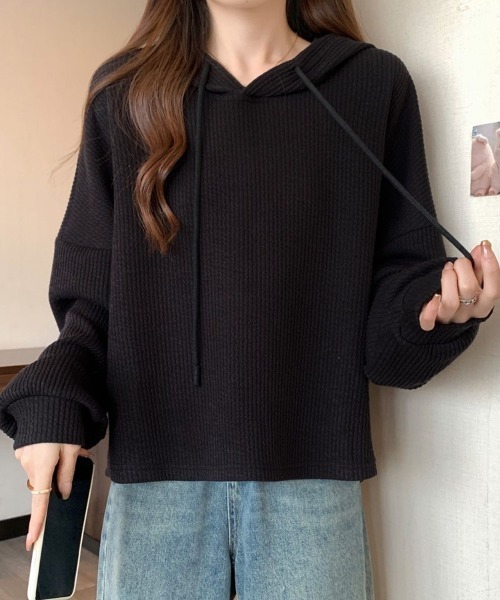 SallyLunn(サリーラン)の「リブフーディープルオーバー(パーカー・レディース・ホワイト/ブラック・LARGE/MEDIUM)」の11枚目の写真