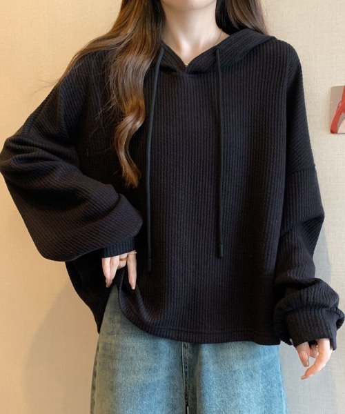 SallyLunn(サリーラン)の「リブフーディープルオーバー(パーカー・レディース・ホワイト/ブラック・LARGE/MEDIUM)」の12枚目の写真