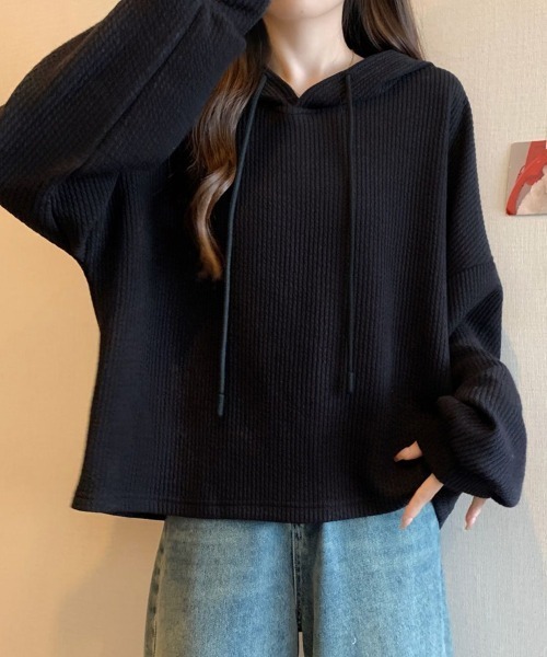 SallyLunn(サリーラン)の「リブフーディープルオーバー(パーカー・レディース・ホワイト/ブラック・LARGE/MEDIUM)」の13枚目の写真