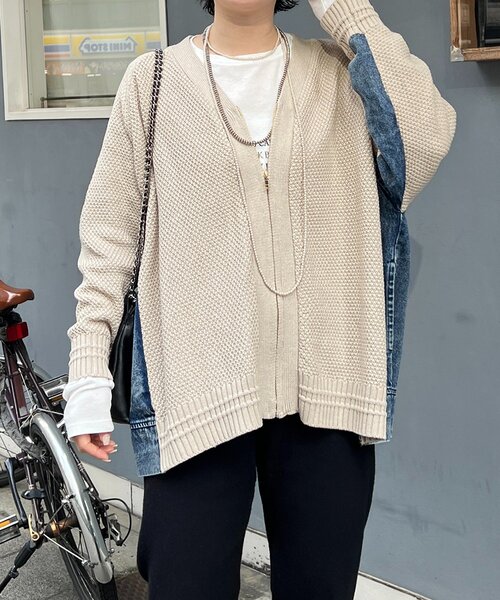 un dix cors(アンディコール)の「デニムコンビニットジップカーデ(カーディガン/ボレロ・レディース・チャコールグレー/ベージュ・FREE)」の13枚目の写真