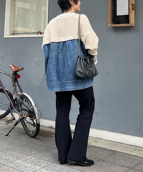 un dix cors(アンディコール)の「デニムコンビニットジップカーデ(カーディガン/ボレロ・レディース・チャコールグレー/ベージュ・FREE)」の14枚目の写真