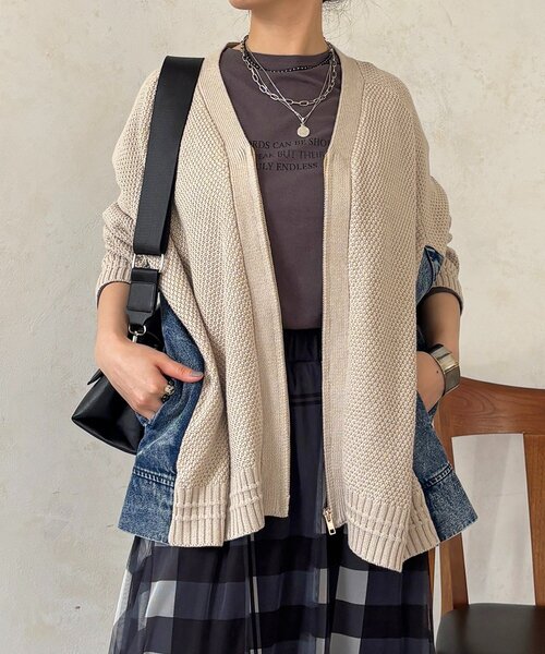 un dix cors(アンディコール)の「デニムコンビニットジップカーデ(カーディガン/ボレロ・レディース・チャコールグレー/ベージュ・FREE)」の15枚目の写真