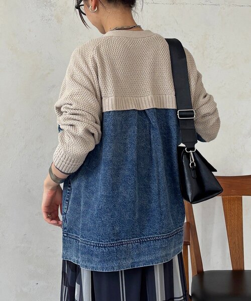 un dix cors(アンディコール)の「デニムコンビニットジップカーデ(カーディガン/ボレロ・レディース・チャコールグレー/ベージュ・FREE)」の16枚目の写真