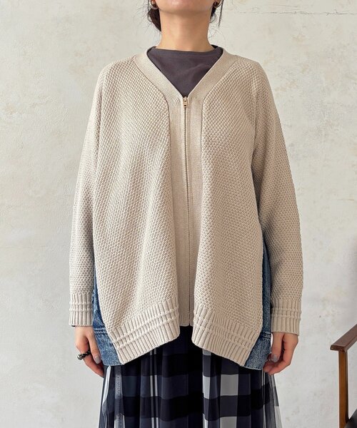 un dix cors(アンディコール)の「デニムコンビニットジップカーデ(カーディガン/ボレロ・レディース・チャコールグレー/ベージュ・FREE)」の18枚目の写真