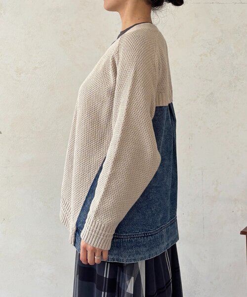 un dix cors(アンディコール)の「デニムコンビニットジップカーデ(カーディガン/ボレロ・レディース・チャコールグレー/ベージュ・FREE)」の19枚目の写真