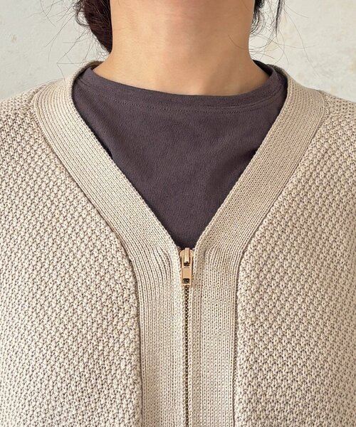 un dix cors(アンディコール)の「デニムコンビニットジップカーデ(カーディガン/ボレロ・レディース・チャコールグレー/ベージュ・FREE)」の22枚目の写真