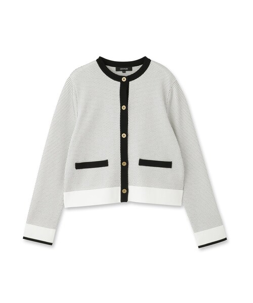 UNTITLED（アンタイトル）の「【セットアップ可/ツイード風】配色ハイゲージニットカーディガン（カーディガン/ボレロ・レディース・グレー系8/ブラック系4/ホワイト系5・48/44/04/03/02/01/00）」の4枚目の写真
