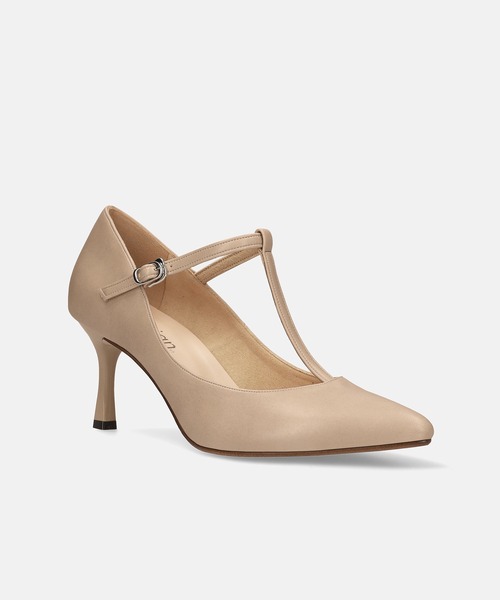 MAMIAN(マミアン)の「ポインテッドトゥ Tストラップ パンプス (7.0cmヒール)(パンプス・レディース・ベージュ/ブラック・23.5cm/24.0cm/24.5cm/22.0cm/22.5cm/23.0cm)」の7枚目の写真