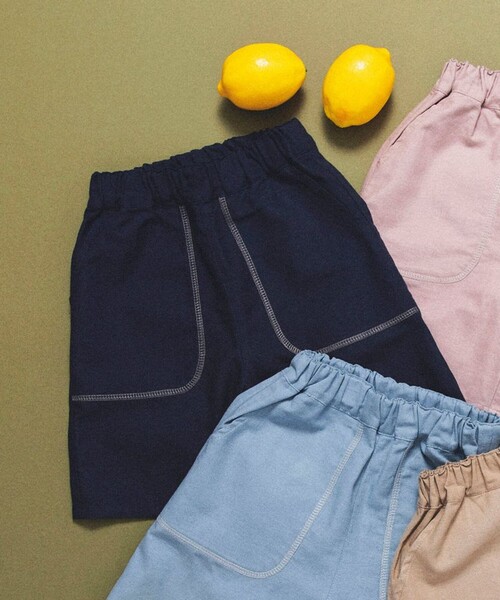 aBity select（アビティセレクト）の「【aBity select./アビティセレクト】配色ステッチハーフパンツ（その他パンツ・キッズ・ピンク/ブルーグレー/ベージュ/チャコールグレー・100/90/120/110/130）」の2枚目の写真