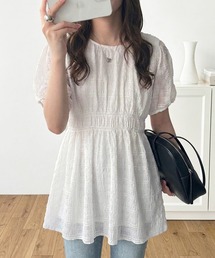 前後2WAYシャーリングシアーペプラムブラウスチュニック