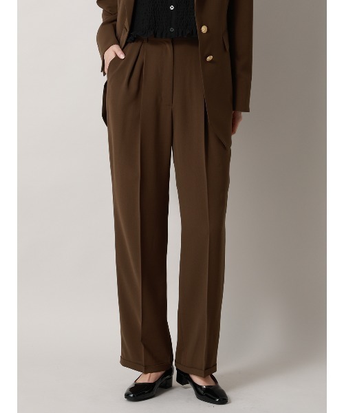 CIS.（シス）の「CIS. ストレートパンツ ウォッシャブル ドライウーステッドライク 無地（スラックス・レディース・ネイビー/ブラウン・36(7号)/38(9号)/40(11号)）」の2枚目の写真