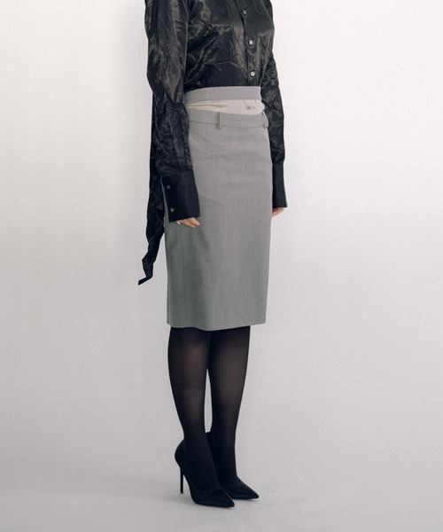 KEISUKEYOSHIDA（ケイスケヨシダ）の「Midi Skirt（スカート・レディース・グレー/ブラック・M/S）」の10枚目の写真