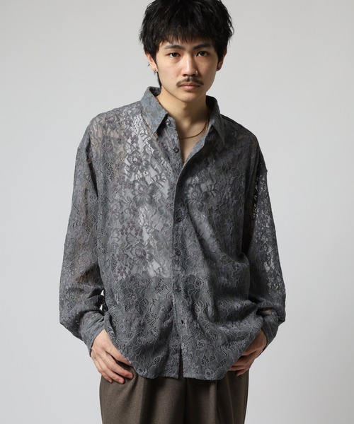 FUNALIVE（ファンアライブ）の「透かし総レースシャツ（シャツ/ブラウス・メンズ・ブラック/ブルー/ホワイト/グレー・F）」の10枚目の写真