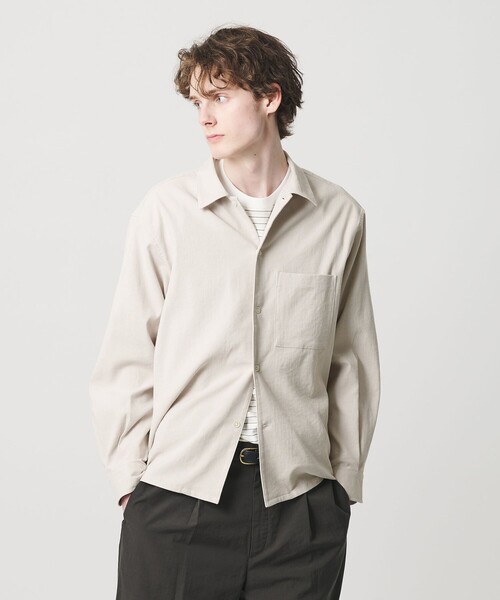 BEAUTY&YOUTH UNITED ARROWS（ビューティーアンドユースユナイテッドアローズ）の「TC リネン キャンプカラー グランデ シャツ GRANDE型（シャツ/ブラウス・メンズ・ベージュ/ホワイト・S/M/L/XL）」の4枚目の写真