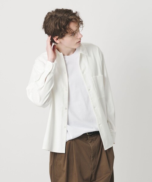 BEAUTY&YOUTH UNITED ARROWS（ビューティーアンドユースユナイテッドアローズ）の「TC リネン キャンプカラー グランデ シャツ GRANDE型（シャツ/ブラウス・メンズ・ベージュ/ホワイト・S/M/L/XL）」の6枚目の写真