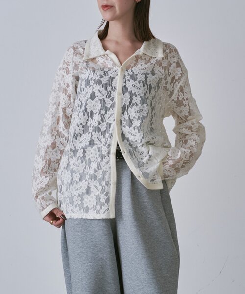 goocy（グーシー）の「メッシュレースシャツ（シャツ/ブラウス・レディース・ブラック/アイボリー・FREE）」の11枚目の写真