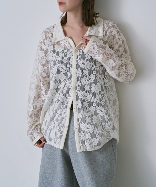 goocy（グーシー）の「メッシュレースシャツ（シャツ/ブラウス・レディース・ブラック/アイボリー・FREE）」の13枚目の写真