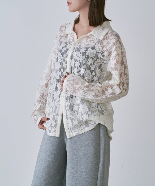 goocy（グーシー）の「メッシュレースシャツ（シャツ/ブラウス・レディース・ブラック/アイボリー・FREE）」の19枚目の写真