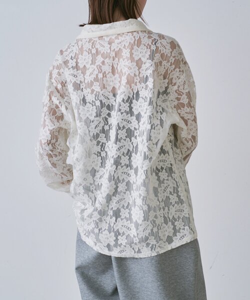 goocy（グーシー）の「メッシュレースシャツ（シャツ/ブラウス・レディース・ブラック/アイボリー・FREE）」の3枚目の写真