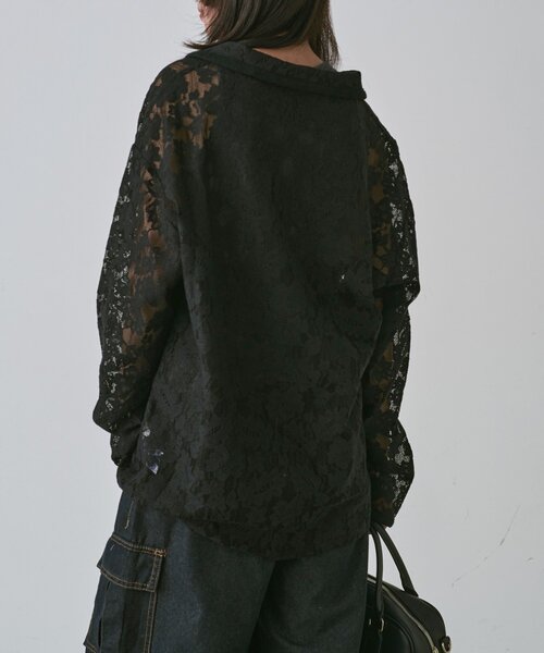 goocy（グーシー）の「メッシュレースシャツ（シャツ/ブラウス・レディース・ブラック/アイボリー・FREE）」の6枚目の写真