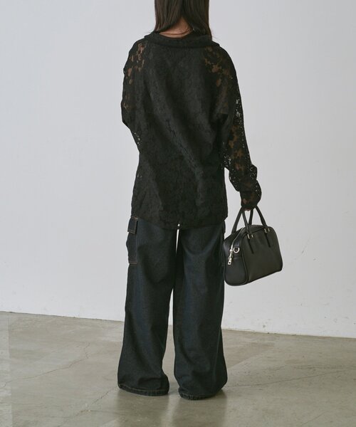 goocy（グーシー）の「メッシュレースシャツ（シャツ/ブラウス・レディース・ブラック/アイボリー・FREE）」の7枚目の写真