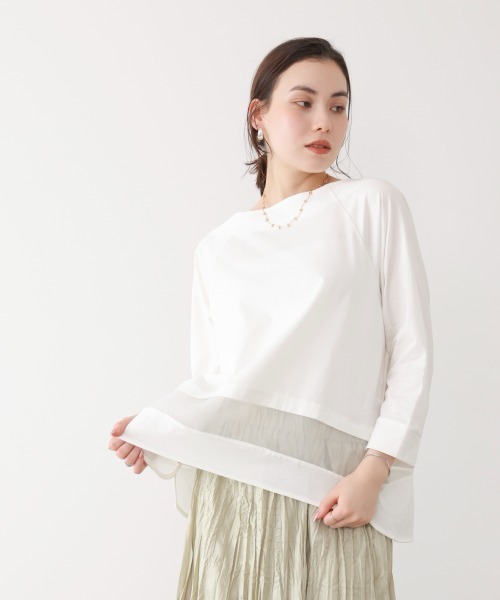 Bou Jeloud(ブージュルード)の「Wシルケットシアーラインプルオーバー(Tシャツ/カットソー・レディース・A/オフホワイト/ブラック・FREE)」の10枚目の写真