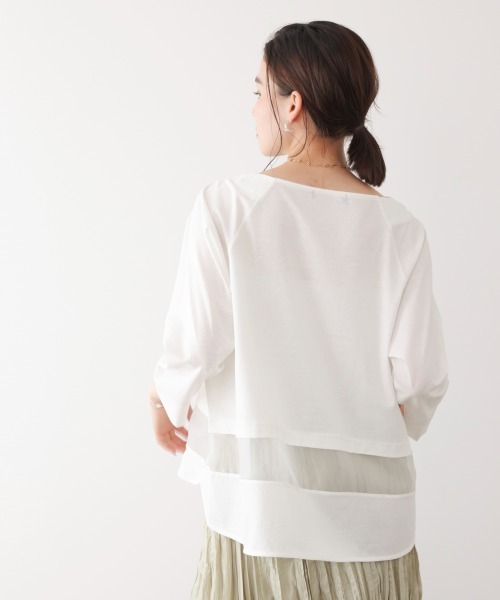 Bou Jeloud(ブージュルード)の「Wシルケットシアーラインプルオーバー(Tシャツ/カットソー・レディース・A/オフホワイト/ブラック・FREE)」の11枚目の写真