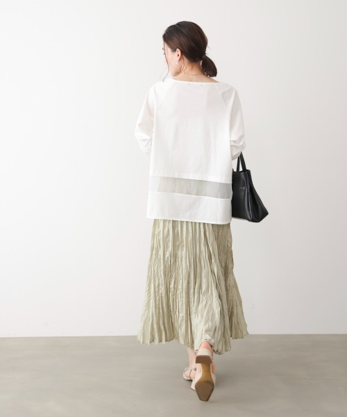 Bou Jeloud(ブージュルード)の「Wシルケットシアーラインプルオーバー(Tシャツ/カットソー・レディース・A/オフホワイト/ブラック・FREE)」の15枚目の写真