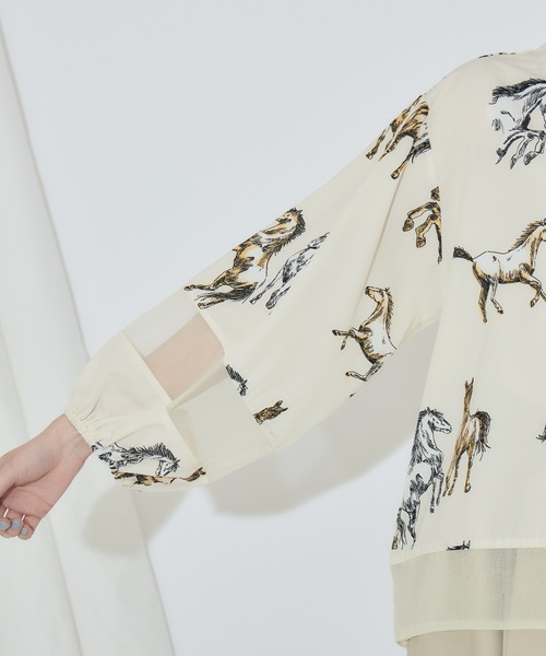 Paradise Picnic（パラダイスピクニック）の「シアーホース柄ブラウス（シャツ/ブラウス・レディース・アイボリー/ブラック・FREE）」の22枚目の写真