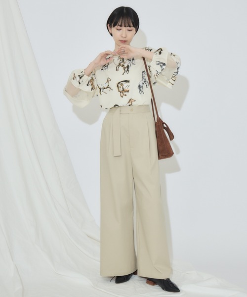 Paradise Picnic（パラダイスピクニック）の「シアーホース柄ブラウス（シャツ/ブラウス・レディース・アイボリー/ブラック・FREE）」の18枚目の写真