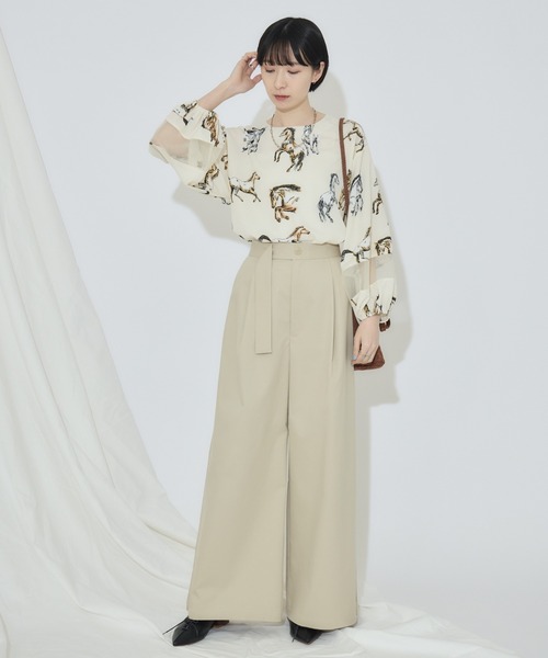 Paradise Picnic（パラダイスピクニック）の「シアーホース柄ブラウス（シャツ/ブラウス・レディース・アイボリー/ブラック・FREE）」の19枚目の写真