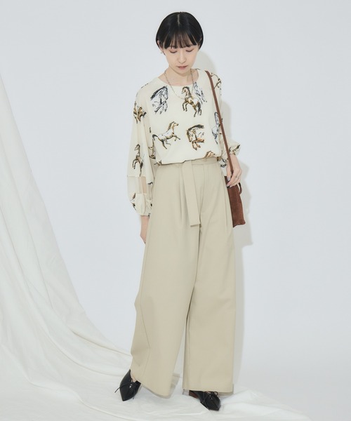 Paradise Picnic（パラダイスピクニック）の「シアーホース柄ブラウス（シャツ/ブラウス・レディース・アイボリー/ブラック・FREE）」の20枚目の写真