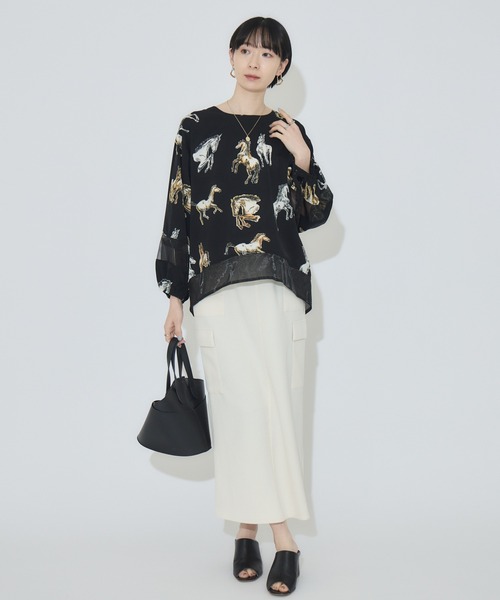 Paradise Picnic（パラダイスピクニック）の「シアーホース柄ブラウス（シャツ/ブラウス・レディース・アイボリー/ブラック・FREE）」の9枚目の写真