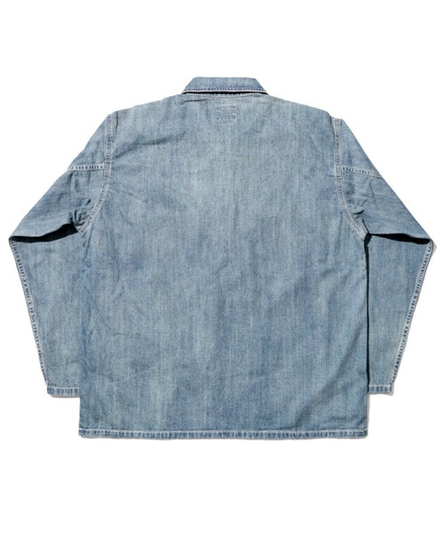 HOUSTON(ヒューストン)の「HOUSTON ヒューストン USA COTTON DENIM PULLOVER SHIRT USAコットン デニム プルオーバーシャツ(シャツ/ブラウス・メンズ・ワンウォッシュ/ライトインディゴブルー/インディゴブルー・M/XL/L)」の7枚目の写真