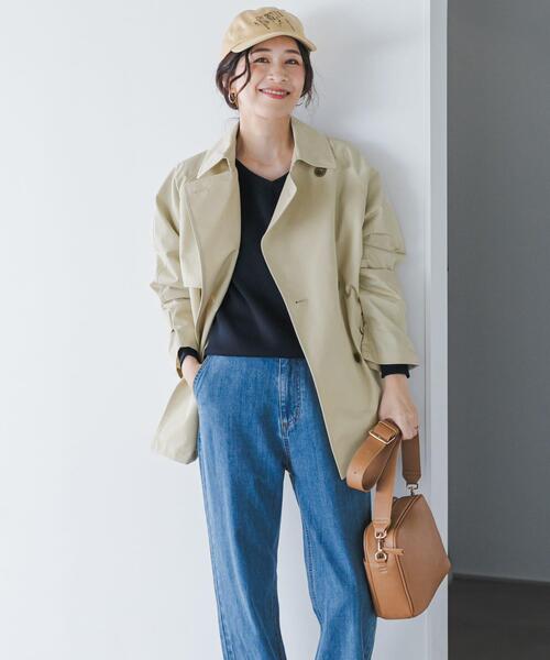 URBAN RESEARCH DOORS（アーバンリサーチドアーズ）の「撥水ショートトレンチ | トレンチコート/ショートコート/春アウター/ライトアウター/はっ水/通勤（トレンチコート・レディース・ライトベージュ/ネイビー・FREE）」の8枚目の写真