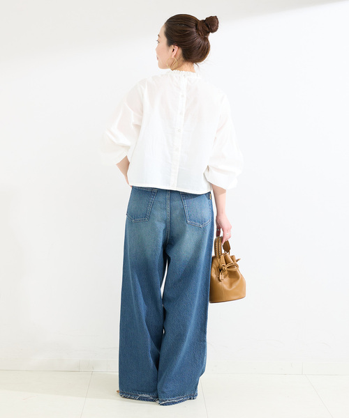 B.C STOCK(ベーセーストック)の「手洗い可 / フリルクルーネックブラウス(シャツ/ブラウス・レディース・ブラック/ホワイト・FREE)」の19枚目の写真