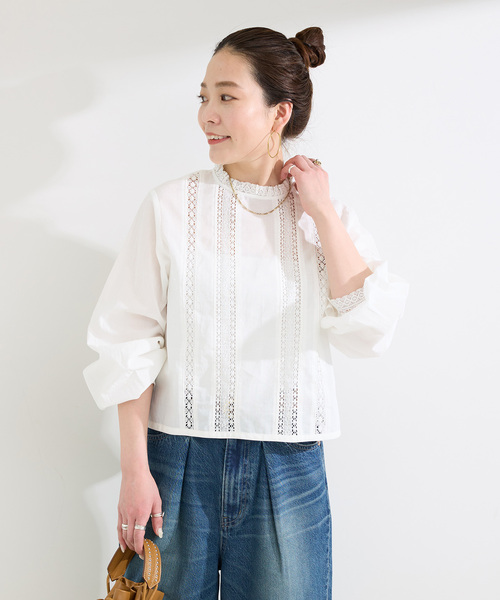 B.C STOCK(ベーセーストック)の「手洗い可 / フリルクルーネックブラウス(シャツ/ブラウス・レディース・ブラック/ホワイト・FREE)」の18枚目の写真