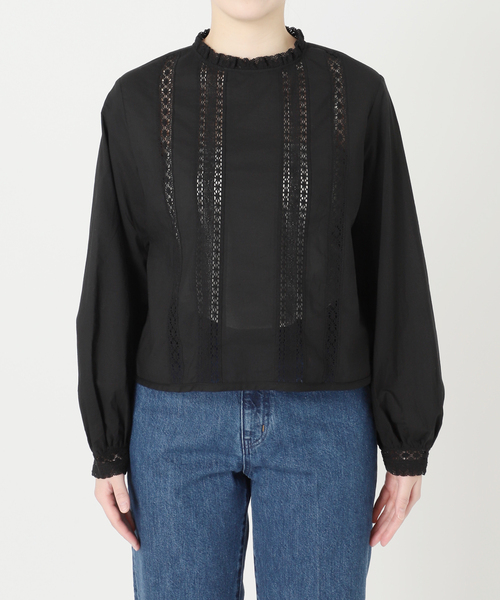 B.C STOCK(ベーセーストック)の「手洗い可 / フリルクルーネックブラウス(シャツ/ブラウス・レディース・ブラック/ホワイト・FREE)」の15枚目の写真