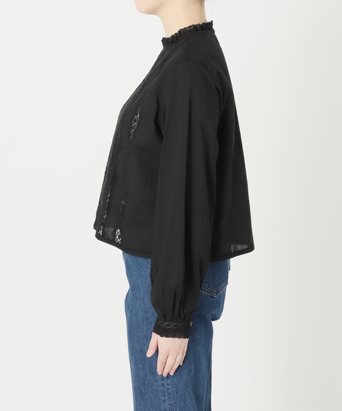 B.C STOCK(ベーセーストック)の「手洗い可 / フリルクルーネックブラウス(シャツ/ブラウス・レディース・ブラック/ホワイト・FREE)」の14枚目の写真
