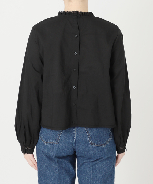 B.C STOCK(ベーセーストック)の「手洗い可 / フリルクルーネックブラウス(シャツ/ブラウス・レディース・ブラック/ホワイト・FREE)」の13枚目の写真
