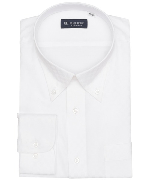 TOKYO SHIRTS(トウキョウシャツ)の「【吸水速乾】【COFREX】形態安定ノンアイロン ボタンダウン 長袖ビジネスワイシャツ(大きいサイズ・長いサイズ)(ビジネスシャツ・メンズ・ホワイト・首回り42cm-裄丈90cm/首回り41cm-裄丈90cm/首回り39cm-裄丈88cm/首回り47cm-裄丈90cm/首回り47cm-裄丈86cm/首回り45cm-裄丈90cm/首回り45cm-裄丈86cm/首回り45cm-裄丈82cm/首回り43cm-裄丈90cm)」の1枚目の写真
