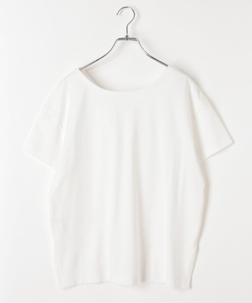 BAYFLOW（ベイフロー）の「[V・Uネックで着られる]シルケット2WAY半袖Tシャツ（Tシャツ/カットソー・レディース・オフホワイト/モカ/ブラック・LARGE/SMALL/MEDIUM）」の17枚目の写真