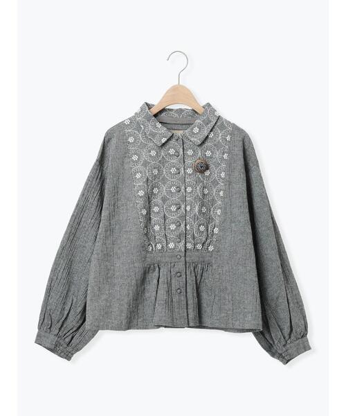 Samansa Mos2（サマンサ モスモス）の「【Cross×Staff】ブローチ付シャツジャケット（ノーカラージャケット・レディース・チャコールグレー/ベージュ/モカ・F）」の17枚目の写真