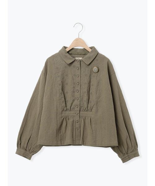 Samansa Mos2（サマンサ モスモス）の「【Cross×Staff】ブローチ付シャツジャケット（ノーカラージャケット・レディース・チャコールグレー/ベージュ/モカ・F）」の18枚目の写真