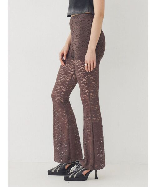 EVRIS(エヴリス)の「【ウエストゴム・2サイズ】レースフレアパンツ(その他パンツ・レディース・ブラウン/ブラック・MEDIUM/SMALL)」の2枚目の写真